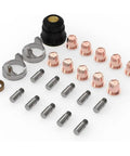 Top Notch Plasma Cutting Torch Consumables Kit Set With 10 Electrodes And Nozzles Plus Brackets For CUT-60DS PRO Machine Built To Last Tough components, including nozzles and electrodes.