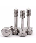 Premium Knurled Shoulder M5 Captive Panel Screws Designed For No Hassle Reassembly And Absolute Zero Dropped Hardware In Tough Rust Proof Stainless Steel Fastener Set Of 6 viewed from the side showing threaded shafts.