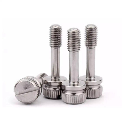 Premium Knurled Shoulder M5 Captive Panel Screws Designed For No Hassle Reassembly And Absolute Zero Dropped Hardware In Tough Rust Proof Stainless Steel Fastener Set Of 6 viewed from the side showing threaded shafts.