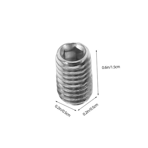 Beefy 300 Piece Stainless Steel Set Screws Kit With Allen Wrenches Cup Point Hexagon Headless Grub Screws close-up with measurements