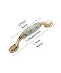 Ceramic Door Knobs Set, 2 Pcs Retro Furniture Handle, Vintage Antique Drawer Pulls Cupboard Knob, Cabinet Pull Handles, Zinc Alloy With Ceramic Accent, 3-3/4 Inch Hole Centers, side view.