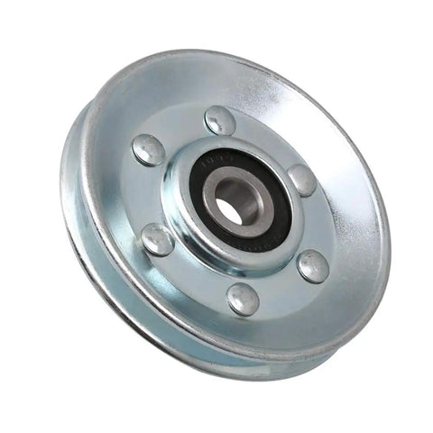 Silver Iron Cable Pulley Wheel 73mm Outer Diameter 10mm Inner Diameter V Shape Groove 6.5mm Width 4.6mm Depth Built Tough Idler Bearing Pulley With 215kg Load For Gym Gear And Garage Door Opener
