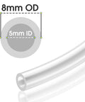 Clear PU Air Hose 8mm OD 5mm ID 32.8ft 10m Pneumatic Tube showing tube dimensions and flexibility for workshop air tools use