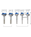 Top Rated Five Piece Forstner Bit Set Delivers Smooth As Butter Hole Boring For Dead Nuts Precise Woodworking Projects With Heavy Duty Hex Shank Fit For Cordless Drills And Bench Tools From 15 To 35 Millimeters showing five drill bits with various diameters in centimeters.