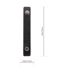 Six Piece Slick Leather Cable Straps For Usb Gadgets And Headphones Black Anti Tangle Wire Ties, single strap with snap, 3.9in long.