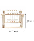 DIY Newton Cradle Science Kit for Office, Classroom And Home Desk Decor, wooden frame with dimensions shown.