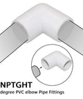 One Half Inch PVC Elbow Fitting 90 Degree Furniture Grade Two Way Right Angle Side Outlet with schematic view
