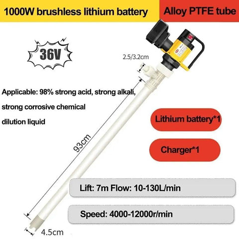 Heavy Duty Electric Oil Transfer Pump With Flexible Intake Hose For Barrels And Drums. High Performance Liquid Handler With Aluminum Tube Ideal For High Viscosity Fluids In Garage Or Workshop Settings
