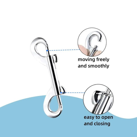 LuoQiuFa 2-pack silver zinc alloy double-ended snap hooks; front view with trigger clip.