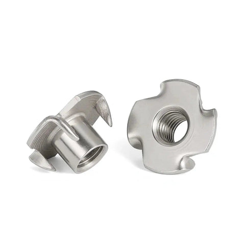 Beefy Grip Heavy Duty Four Claw T Nut Set 304 Stainless Steel KnockIn Captive Nut Inserts For Wood Anti Rotation Vibration Resistant M6x13mm