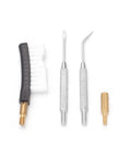 Air Gun Cleaning Kit For.177 And.22 Caliber Pistols And Rifles includes picks, wire brush, and thread adapter close-up