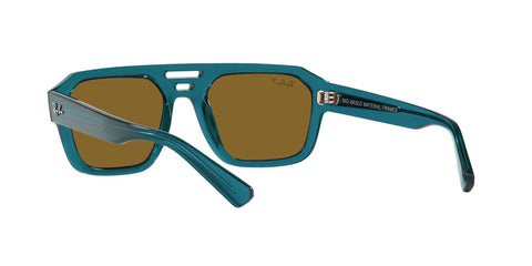 Corrigan Square Sunglasses with transparent light blue frame and dark brown polarized lenses, 54 mm, eco-friendly bio-based acetate
