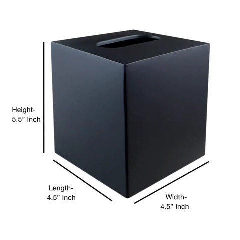 Square Tissue Box Cover In Matte Black Metal, Durable Facial Tissue Holder, Dimensions 5.5x4.5x4.5 inches