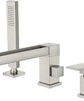 Roman Tub Faucet With 360 Degree Rotated Long Spout Deck Mount Widespread 3 Hole Tub Filler Set Includes Handheld Shower