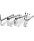 Grab And Go All In One Stainless Steel Garden Hoe And Pickaxe for planting and weeding, lightweight hand tool with easy grip handle.