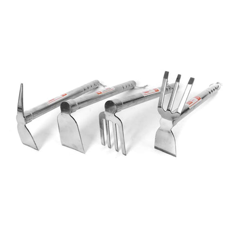 Grab And Go All In One Stainless Steel Garden Hoe And Pickaxe for planting and weeding, lightweight hand tool with easy grip handle.