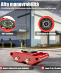 Heavy Duty Machinery Skate Dolly Up To 13,200 Lbs Capacity With 4 Beefy Rollers For Effortless Industrial Equipment Moving And Transport Solutions For Warehouse And Jobsite, red PU wheel dolly