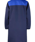 Back view of Men's Lab Coat for Garage DIY Projects Long Sleeve Shop Coat Navy Blue XL Built for Home Workshops with Lightweight Breathable Fabric