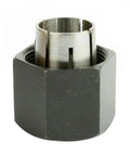 Beefed Up Half Inch Router Collet Replacement For DeWalt Routers, Steel M19x1 Threads, minimizes runout and boosts durability, close-up view