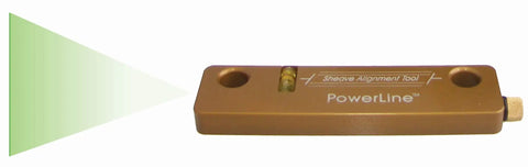 Top Shelf Magnetic Sheave Alignment Laser Tool With Killer Rare Earth Magnet Grip Straight Up Green Beam Vibration Reducer at work with green line.