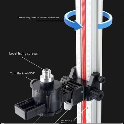 Close-up of Multi Function Flat Water Instrument Hanger and Universal Level Wall Mount Bracket 20cm with rotating ruler feature.