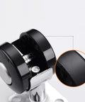 Heavy Duty 50Mm Twin Wheel Casters With M6 Threaded Stem smooth black nylon wheel close-up, showing ball bearing and swivel design.