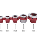 Top Shelf 2300W Electric Pipe Threader Machine Kit With Six Durable Dies showing DN15, DN20, DN25, DN32, DN50 pipe dies