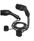 Kickstart Your Roll With This Heavy Duty EV Extension Cord Boasting Dual Head Plugs 16A 32A Fast Charge And Silver Plated Contacts For Serious Juice Delivery Safe Reliable Power Parked At Home Or Cruising Any Highway: Black dual head plug EV charger with connectors and durable cable.