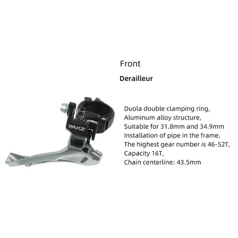 Budget Friendly Road Bike Front Derailleur Clip Ring Type For 31.8 To 34.9 Mm Tube Size 2 Speed 16T Total Capacity 46 To 52T Top Gear