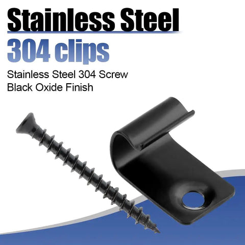 Hidden Deck Starter Clips For Grooved Composite Decking With Fifty Invisible Edge Fasteners For Slick Perimeter Install And Zero Exposed Screw Holes On Your Next Super Tight Deck Build showing stainless steel 304 clips with black oxide finish and screw.