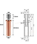 All Metal Bimetal Heat Break Upgrade For 3D Printers Titanium Copper Throat For Fast Heat Transfer Dope Performance Ender 3 V2 Neo Ender 3 Neo CR 6 Max CR 5 Pro And CR10 Series Hotend Component, M6, 30mm