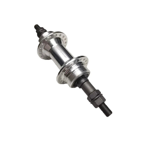 Rear Hub 36 Hole Aluminum Alloy 135mm Wide With Double Thread Three Eighths Inch Axle 185mm Length 6200RS Bearings Silver Bike Part