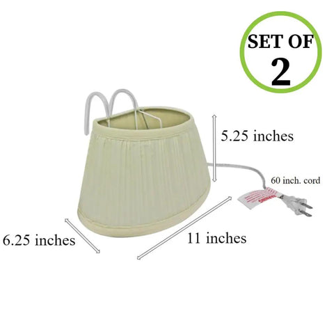 Over-The-Bed Reading Light Two Pack With Soft Fabric Shade Easy On Off Pull Cord Bedside Headboard Lamp with measurements
