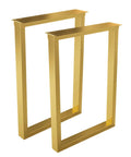 Heavy Duty Industrial Pipe Table Legs Set Of Two Premium Rock Solid Metal Steel Base For Diy Dining And Coffee Table Workbench Projects In Ultimate Badass Gold, gold finish rectangular frames.