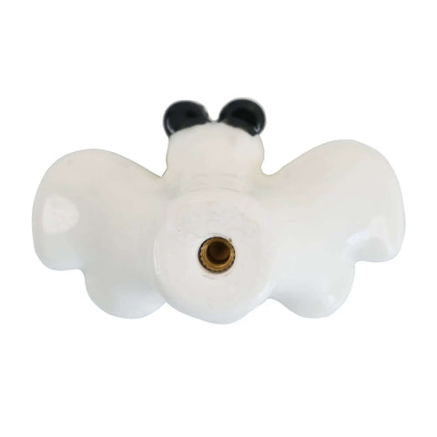 Hella Cute Yellow Honey Bee Ceramic Drawer Knobs And Cabinet Pulls, 6 Pack Set With Screws For Whimsical Nursery Kids Bedroom Furniture Hardware Dreamy Upgrade, top view of ceramic bee knob.
