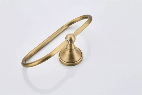 Oval Towel Ring Brushed Bronze Antique Brass Finish Wall Mounted Hand Towel Holder For Bathroom And Kitchen Durable Brass Rust Resistant Modern Concealed Screws Design