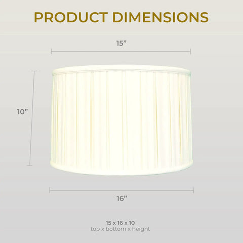 Product dimensions of Shallow Drum English Box Pleat Lamp Shade 15 x 16 x 10 Inches Eggshell Silk Type Shantung Fabric