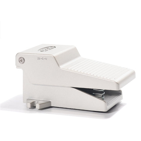 Workhorse Foot Pedal Valve Five Two Way Pneumatic Actuated By Foot Switch, aluminum body, side view