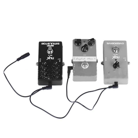 1 To 2 Guitar Pedal Power Cable Daisy Chain For 9V DC Effects Boards with copper core connecting three pedals on a pedalboard