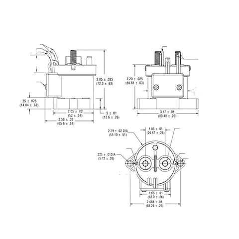 Heavy Duty 12V To 24V Solid State Relay For Electric Cars Rated At A Real Deal 1000 Amps Handling Up To One Thousand Volts HVDC technical drawing with measurements.