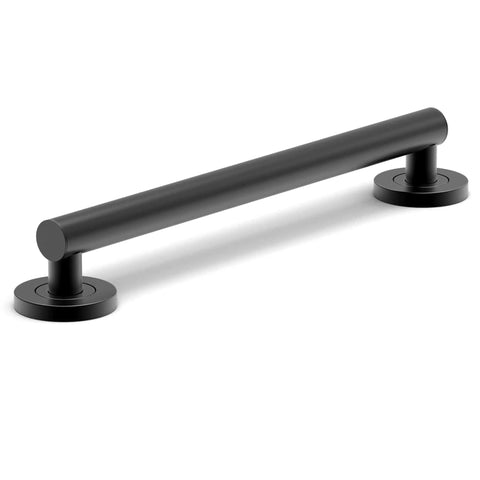 Glacier Collection 16 Inch Stainless Steel Bath Grab Bar Designer Safety Bar Matte Black Sleek Design ADA Compliant 500 Lb Load Capacity