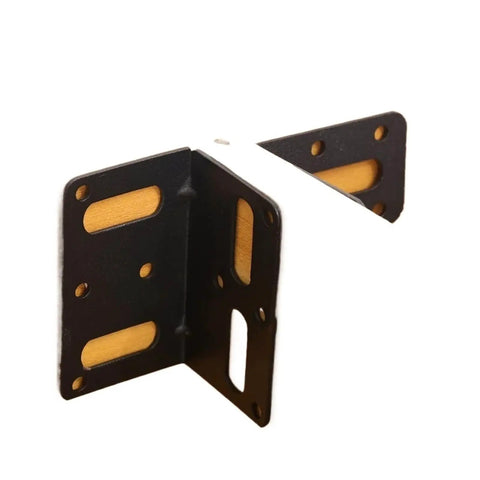 Heavy Duty L Shaped Corner Brackets Rust Proof Stainless Steel Shelf Supports Black Metal Furniture Brace showing right angle design.