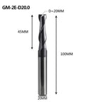 Premium Solid Carbide Two Flute End Mill With TiAlN Coating Engineered For Heavy Duty CNC Machining, 20MM diameter, 100MM length.