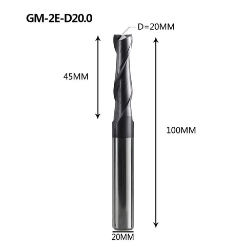 Premium Solid Carbide Two Flute End Mill With TiAlN Coating Engineered For Heavy Duty CNC Machining, 20MM diameter, 100MM length.