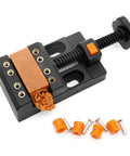 Pro Grade Pin Vise Hand Drill Kit Featuring 30 High Speed Steel Twist Bits And A Solid Mini Carving Clamp with intricate design and screws.