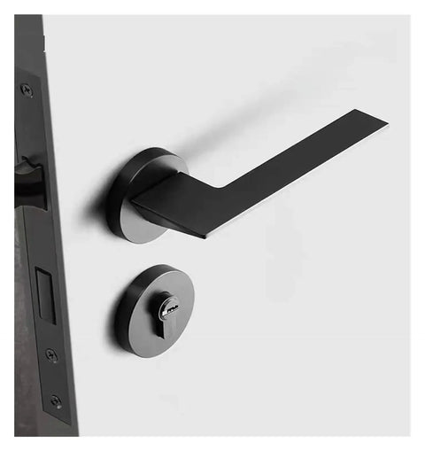 Matte Black Room Door Handle Set With Split Lock For Bedroom Door Privacy And Easy Installation Durable Doorknob Hardware