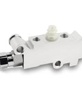Universal Disc Drum Brake Proportioning Valve With Smooth Stopping Power For Heavy Duty Rides, white metal valve with hydraulic ports.