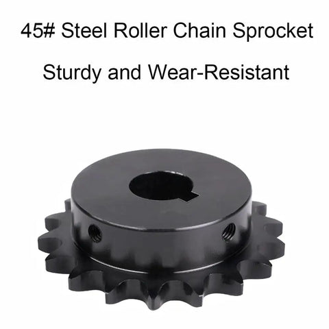 Heavy Duty Hardened Chain Sprocket 1 Inch Bore 15 Tooth 45# Steel Gears For Industrial Truck And Machine with keyway and set screw hole.