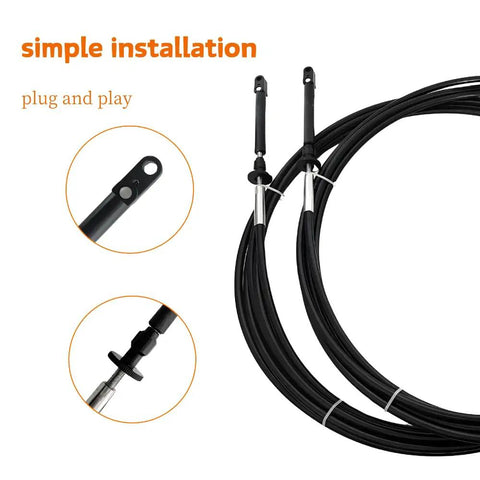 12Ft Throttle Shift Remote Control Cable 2 Pack Fits Evinrude BRP OMC Outboard Engines Replacement For Boat Control System