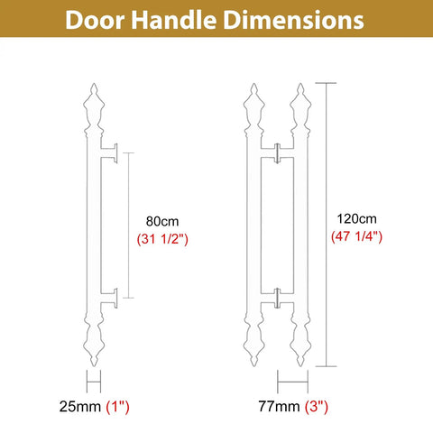 Vintage Style Stainless Steel Heavy Duty Barn Door Handle Set For Front And Back Doors dimension illustration